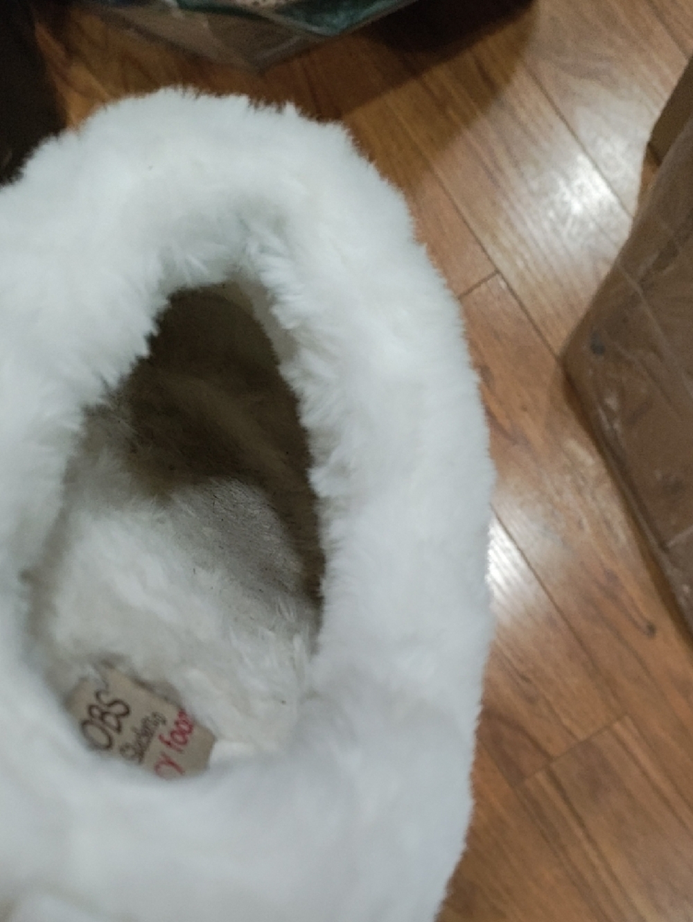 BOBS from Skechers White Cable Knit Faux Fur Slippers - Picture 10 of 10